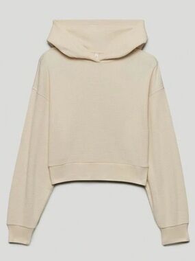 Babaton Cream Waffle-Knit Cropped Hoodie